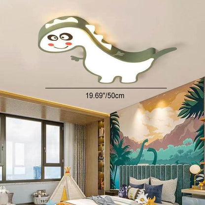 Modern Childlike Dinosaurs Cartoon Iron Acrylic LED Flush Mount Ceiling Light