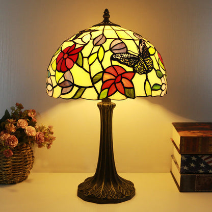 Traditional Tiffany Stained Glass Dome Hardware Base 1-Light Table Lamp For Home Office