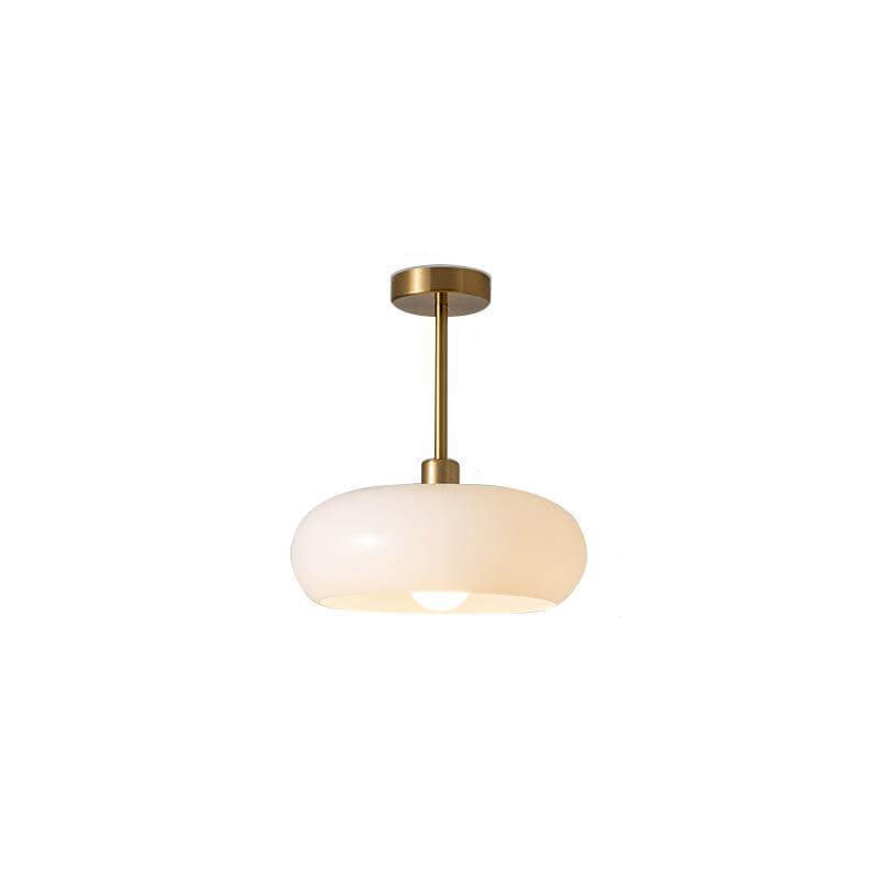Modern Retro Round Solid Color Glass Electroplated Copper  1-Light Pendant Light Flush Mount Light