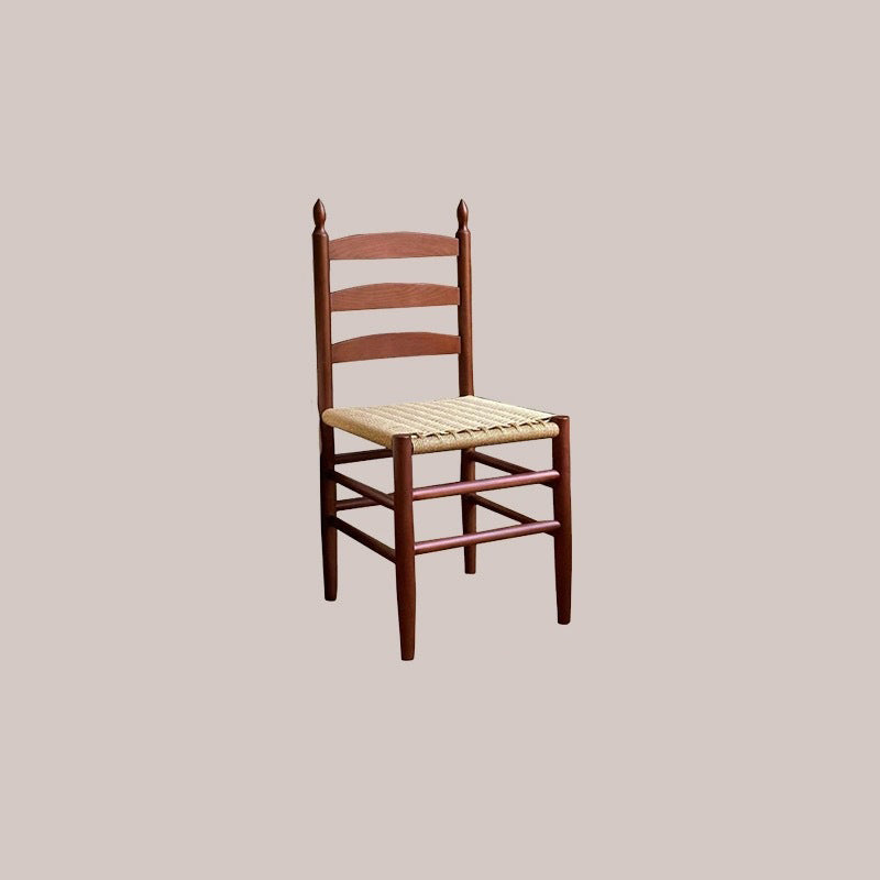 Contemporary Retro Square Braided Rope Solid Wood Dining Chair Ladder-back Footrest For Dining Room