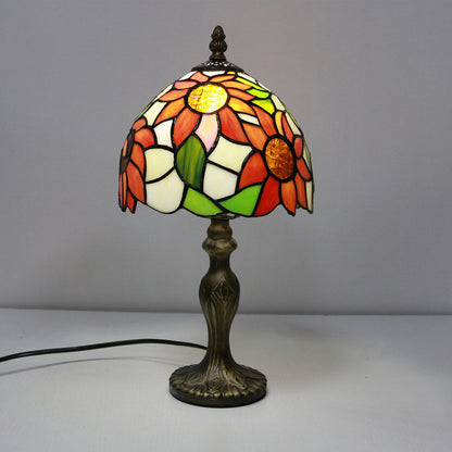 Tiffany Decorative Flower Umbrella Rose Alloy Stained Glass 1-Light Table Lamp