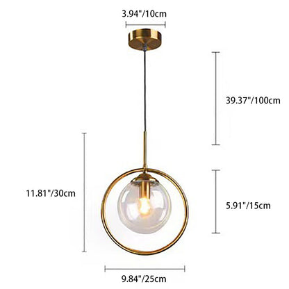 Modern Minimalist Round Ball Iron Glass 1-Light Pendant Light For Bedroom