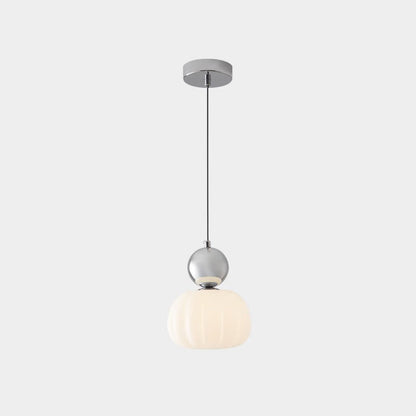 Modern Minimalist Round Pumpkin Iron Acrylic 1-Light Pendant Light For Bedroom