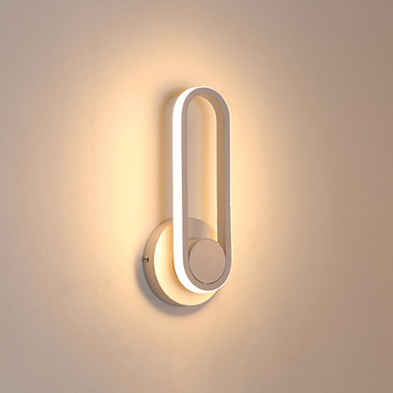 Contemporary Simplicity Iron Oval Ring Rotatable LED Wall Sconce Lamp For Bedroom