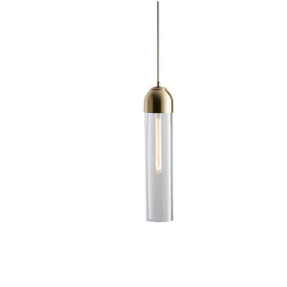 Modern Simplicity Glass Cylinder Shade 1-Light Pendant Light For Dining Room