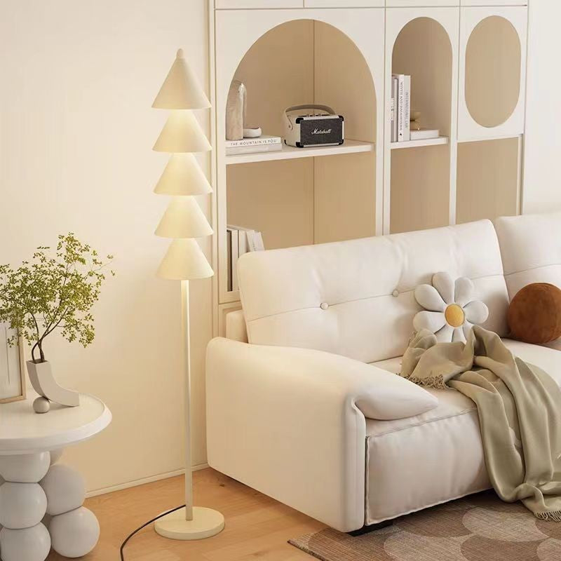 Modern Minimalist Iron PVC Cone Christmas Tree LED Standing Floor Lamp For Living Room