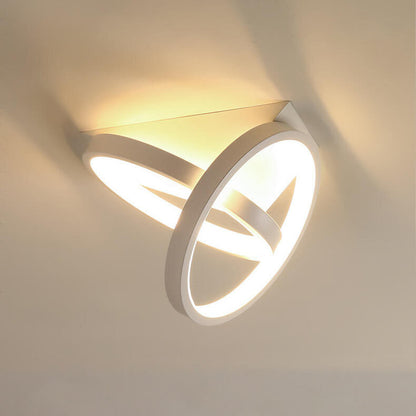 Modern Mid-century Iron Triangle Plate Cross Aluminum Ring LED Semi-Flush Mount Ceiling Light For Living Room
