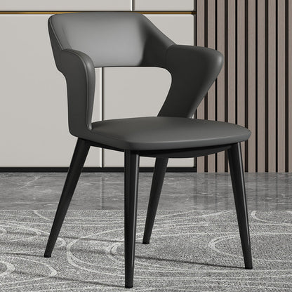 Contemporary Scandinavian Nappa leather Fabric Carbon Steel Sponge Square Wing Dining Chair Backrest Armrest For Dining Room