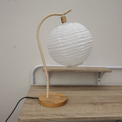 European Minimalist Pleated Solid Wood 1-Light Table Lamp