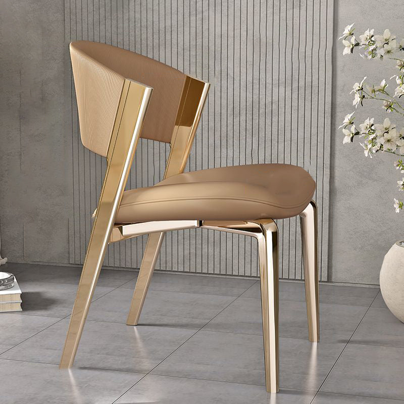 Modern Luxury Square Microfiber Leather Stainless Steel Foam Dining Chair Four Legs Backrest For Dining Room