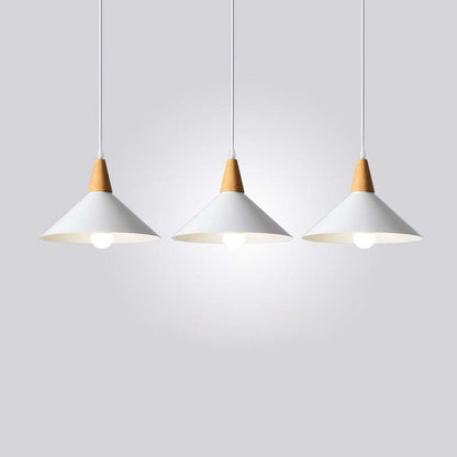 Japanese Simplicity Log Cone Iron 1-Light Pendant Light