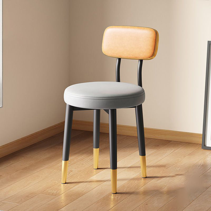 Modern Minimalist Round Upholstered Rectangular Back Tech Fabric Metal Dining Chair For Dining Room