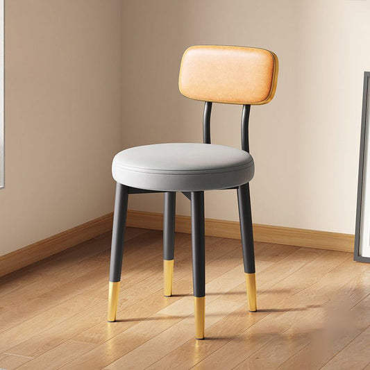 Modern Minimalist Round Upholstered Rectangular Back Tech Fabric Metal Dining Chair For Dining Room