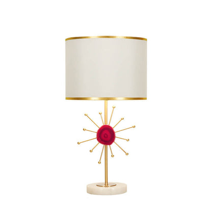 European Light Luxury Fabric Agate Base 1-Light Table Lamp