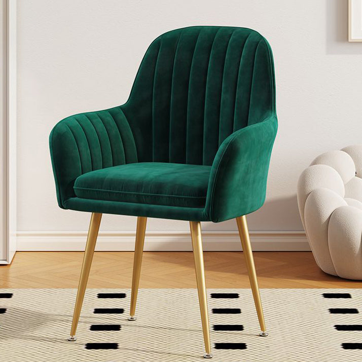 Contemporary Scandinavian Velvet PU Leather Sponge Emulsion Metal Square Vanity Stool Backrest Armrest For Bedroom