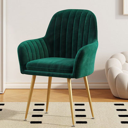 Contemporary Scandinavian Velvet PU Leather Sponge Emulsion Metal Square Vanity Stool Backrest Armrest For Bedroom