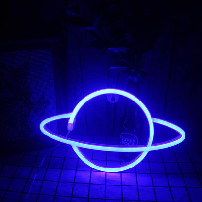Modern Creative Planet Neon Plastic LED Night Light Table Lamp