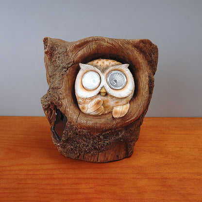 Modern Decorative Solar Owl Resin LED Night Light Table Lamp