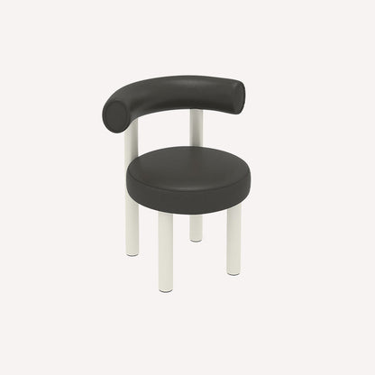 Contemporary Nordic Round Artificial Leather Iron Frame Vanity Stool Arc Back For Bedroom
