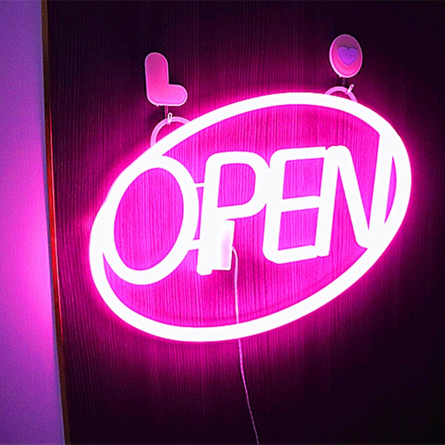 Modern Art Deco Waterproof PS OPEN LED Outdoor Hanging Neon Wall Sconce Lamp For Dining Room