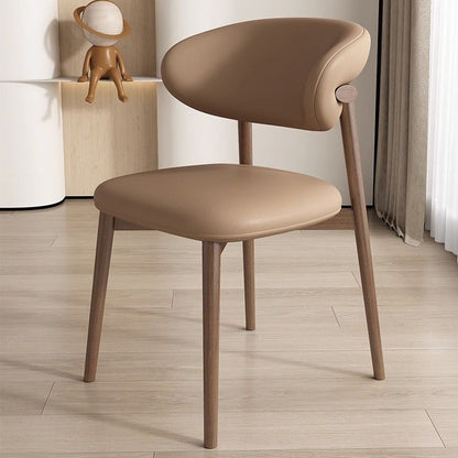 Contemporary Nordic Square Nappa Leather Metal Frame Dining Chair Backrest Armless For Dining Room