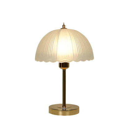 Contemporary Nordic Iron Glass Dome Petal 1-Light Table Lamp For Bedside