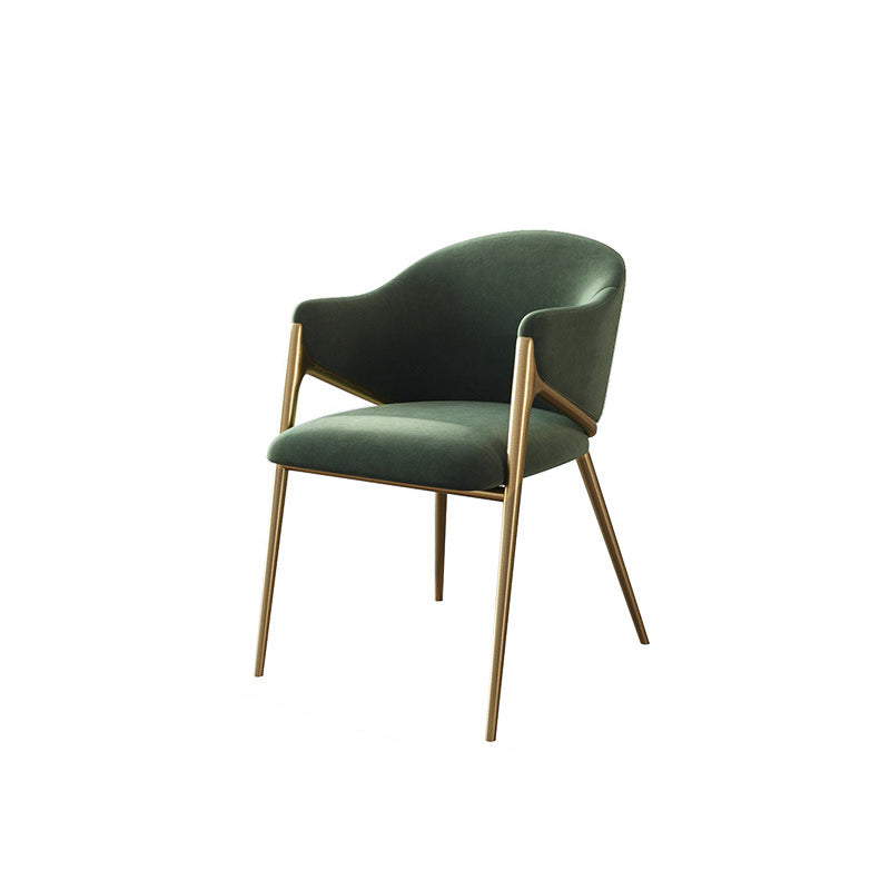 Contemporary Luxury Round Lambswool Carbon Steel Legs Dining Chair Backrest Armrest For Dining Room