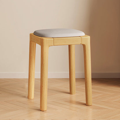 Modern Simplicity Wood Cat's Paw Leather Sponge Square Vanity Stool Backless For Bedroom