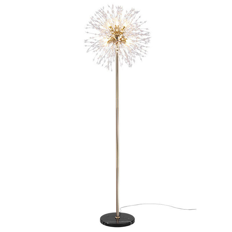 Modern Creative Dandelion Shade Crystal  Aluminum  Marble Base 8/9-Light Standing Floor Lamp