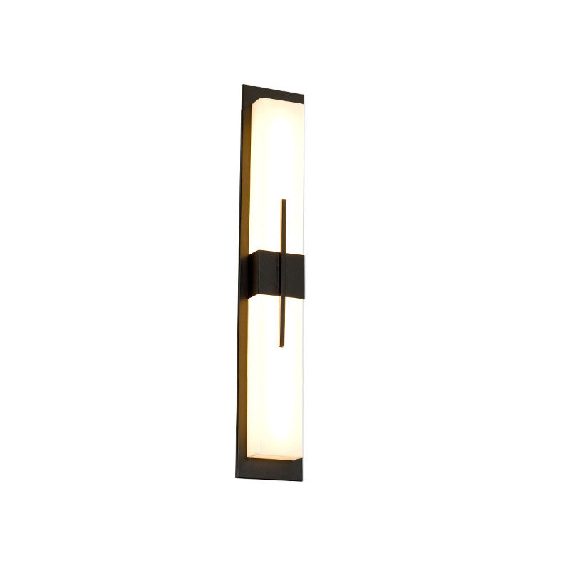 Outdoor Minimalist Rectangular Stainless Steel Acrylic LED Waterproof Wall Sconce Lamp