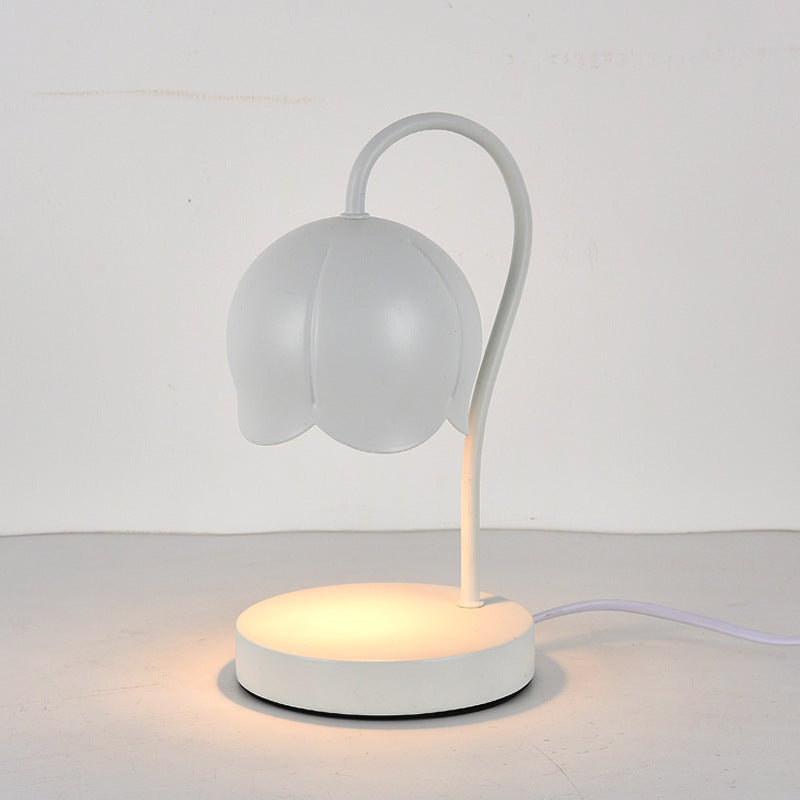 Contemporary Nordic Iron Glass Wood Flower 1-Light Melting Wax Table Lamp For Bedside