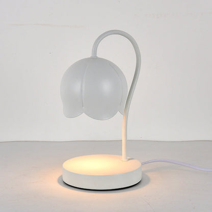 Contemporary Nordic Iron Glass Wood Flower 1-Light Melting Wax Table Lamp For Bedside