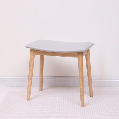 Modern Minimalist Rectangular Soft PU Leather Wood Vanity Stool For Bedroom
