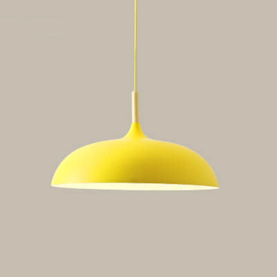Modern Metal Wooden Top 1-Light Dome Pendant Light