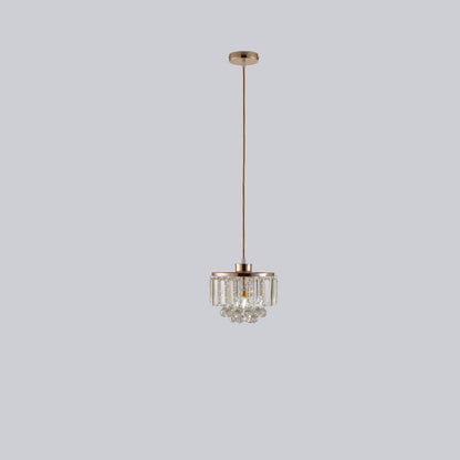 Nordic Light Luxury Round Iron Crystal String 1-Light Pendant Light
