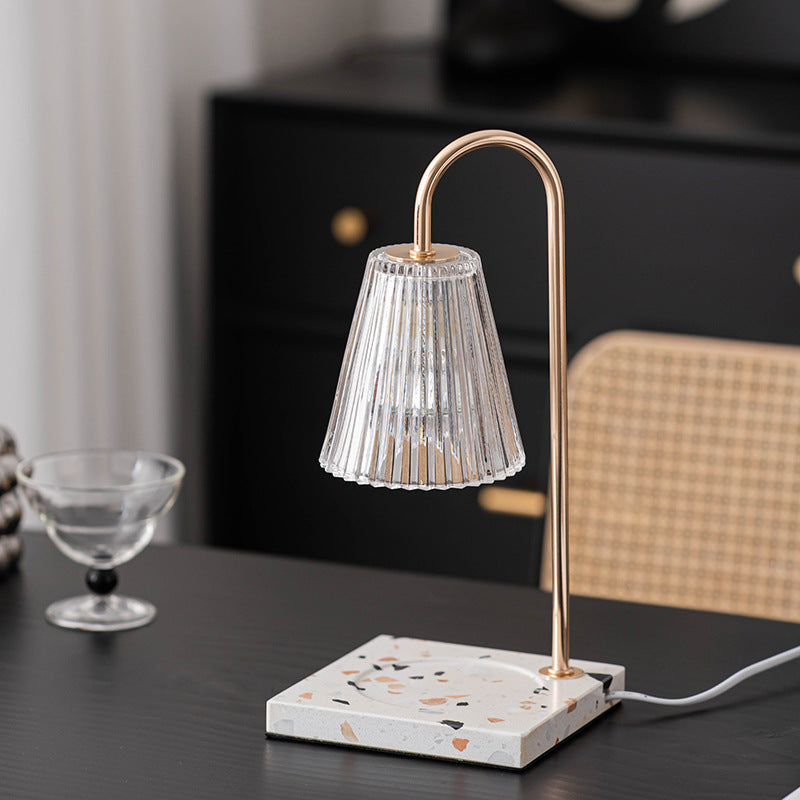 Minimalist Terrazzo Glass Shade 1-Light Melting Wax Table Lamp