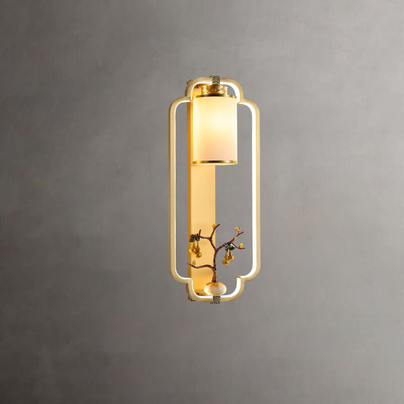 مصباح حائط LED بتصميم عقدة حلقية من النحاس الصيني الحديث 