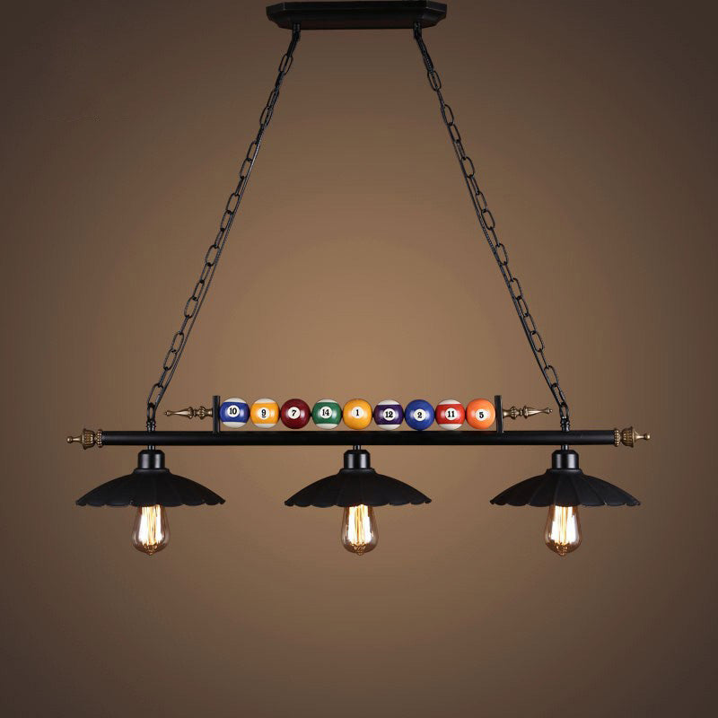 Contemporary Industrial Billiard Round Strip Iron Glass 2/3 Light Island Light Chandelier For Dining Room