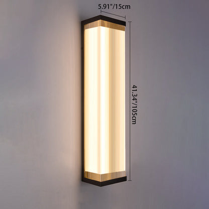 مصباح حائط خارجي LED مستطيل الشكل مصنوع من الفولاذ المقاوم للصدأ والأكريليك بتصميم عصري بسيط ومقاوم للماء للفناء الخارجي 