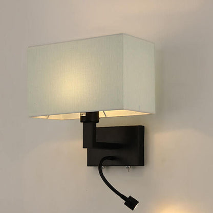 Modern Minimalist Solid Color Rectangular Iron Fabric 2-Light Wall Sconce Lamp