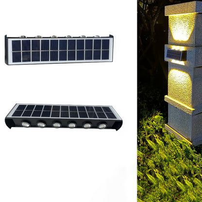 مصباح حائط LED مستطيل الشكل مقاوم للماء يعمل بالطاقة الشمسية بتصميم عصري بسيط مصنوع من مادة ABS PMMA للفناء الخارجي