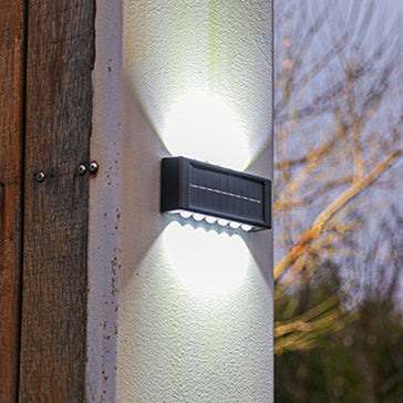 モダンでシンプルなソーラー防水長方形ABS PVC LED壁取り付け用燭台ランプ（屋外パティオ用） 