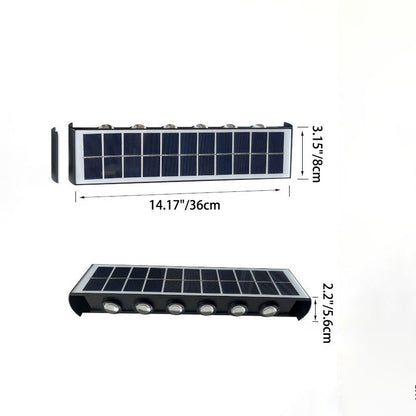 مصباح حائط LED مستطيل الشكل مقاوم للماء يعمل بالطاقة الشمسية بتصميم عصري بسيط مصنوع من مادة ABS PMMA للفناء الخارجي