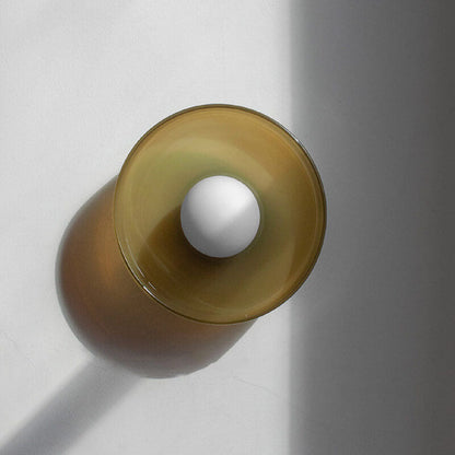 Scandinavian Modern Round Plate Iron Glass 1-Light Wall Sconce Lamp