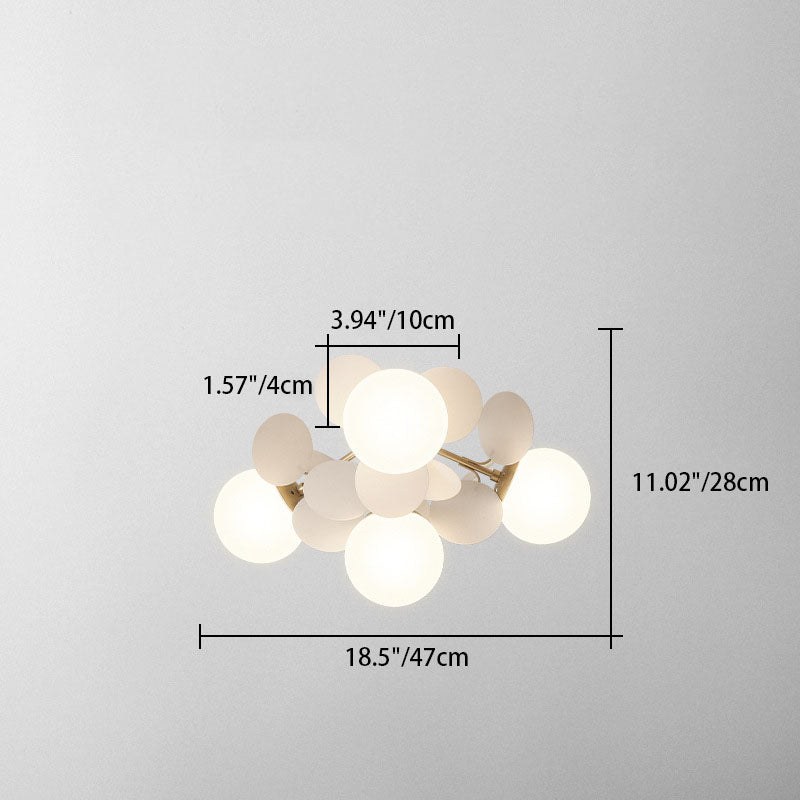 Modern Mid-century Acrylic Flower Decor Glass Ball Shade 1-Light Semi-Flush Mount Ceiling Light For Living Room