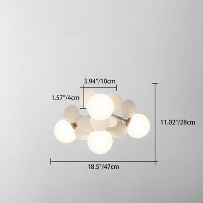 Modern Mid-century Acrylic Flower Decor Glass Ball Shade 1-Light Semi-Flush Mount Ceiling Light For Living Room