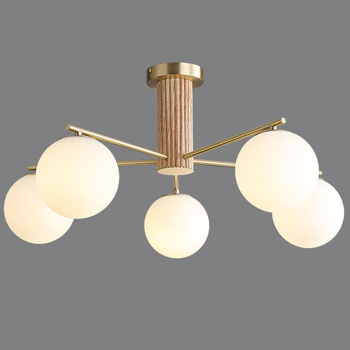 Modern Creative Minimalist Copper Glass Sphere 3/5-Light Semi-Flush Mount Ceiling Light