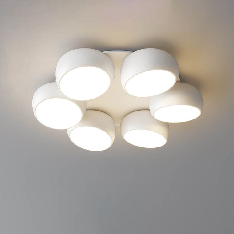 Scandinavian Modern Minimalist Iron Plastic Round LED Semi-Flush Mount Ceiling Light