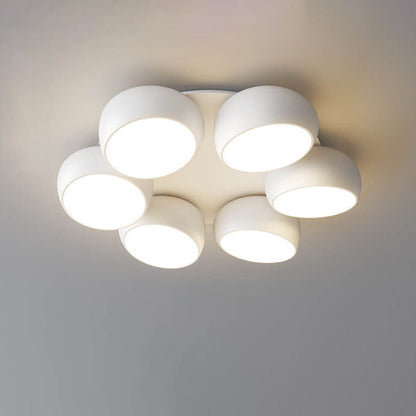 Scandinavian Modern Minimalist Iron Plastic Round LED Semi-Flush Mount Ceiling Light