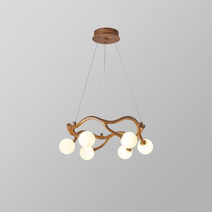 Contemporary Creative Round Tree Branch Hardware Glass 6/8/10/12 Light Chandelier For Living Room